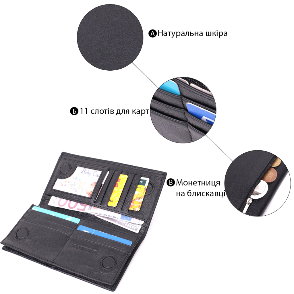 Гаманець ST Leather З натуральної шкіри Чорний (22540) - зображення 5