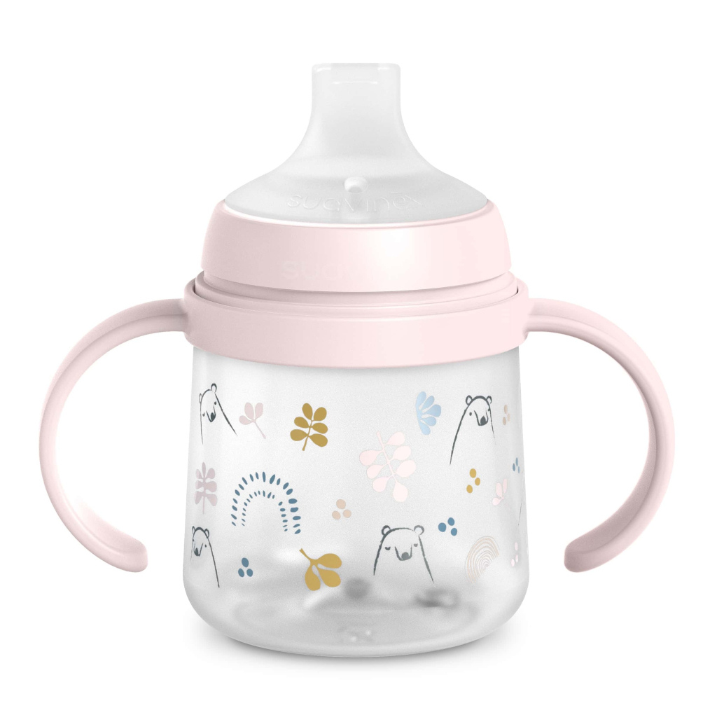 Поїльник-непроливайка Suavinex Bear family чашка з силіконовим носиком, 150 мл, +6 міс. рожева (308675) - изображение 1
