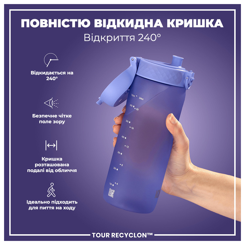Пляшка для води ION8 OneTouch 750 мл BPA Free, Light Purple (I8RF750PERI) - зображення 3