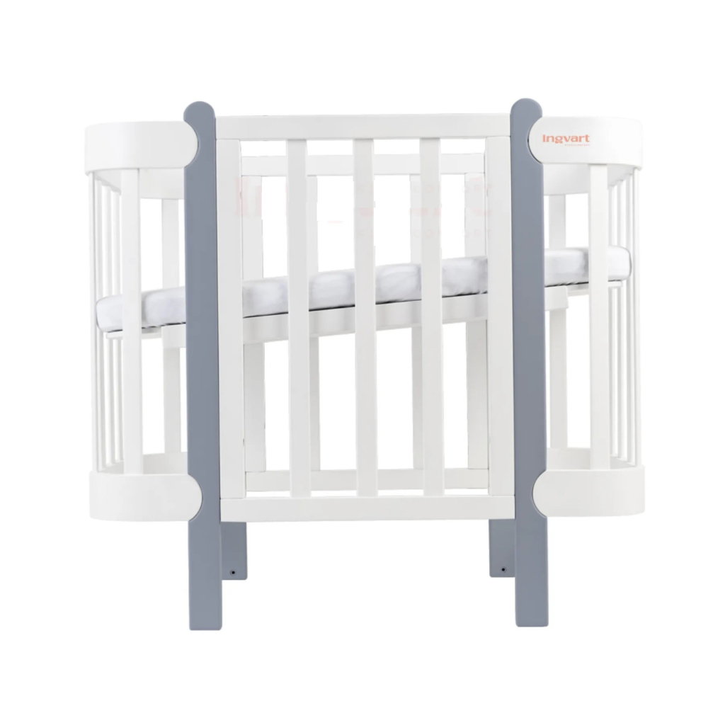Ліжечко Ingvart трансформер Nika 60 Slim з опускною боковинкою (60х94, 60х120) біло-сіре (872900107040) - зображення 1