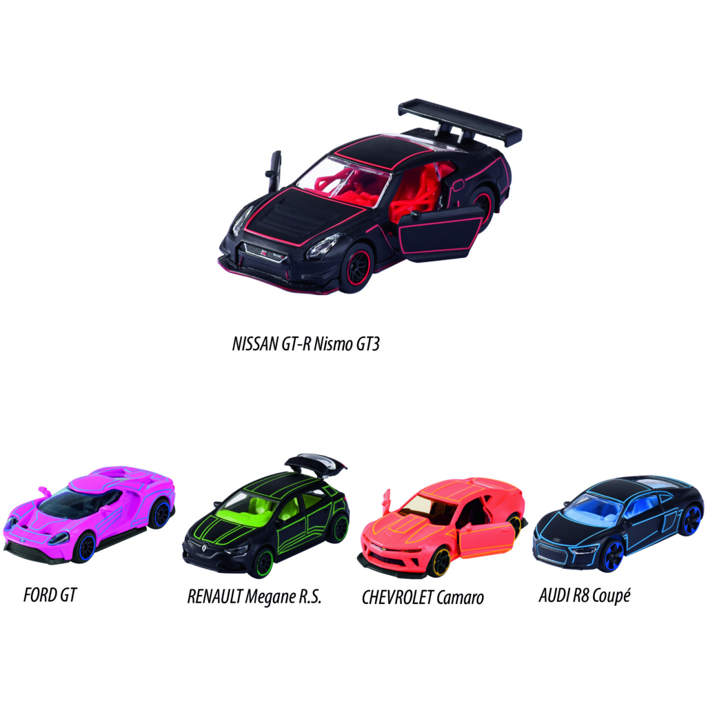 Машина Majorette Набір металевих Яскравий гонщик з неоновими елементами 7.5 см, 5 штук (2053179) - зображення 4