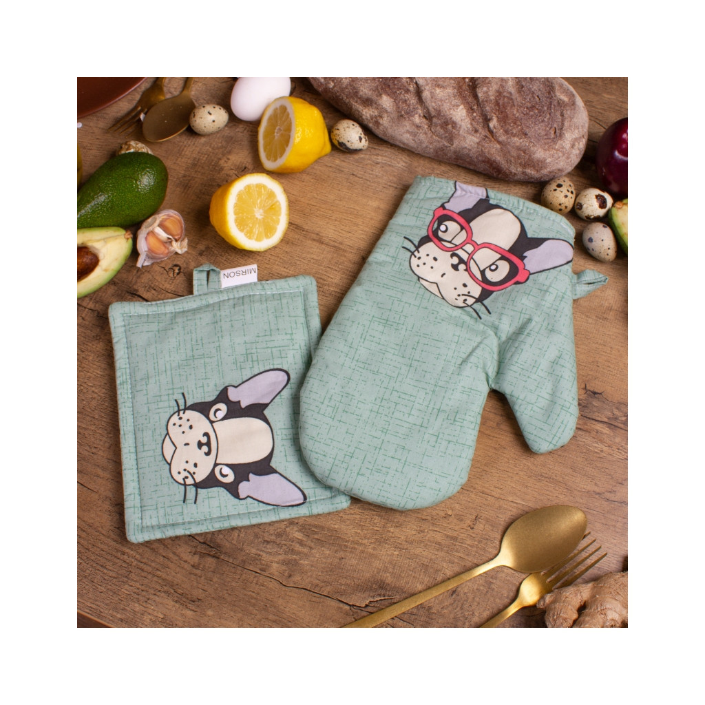 Кухонна прихватка MirSon Набір №7006 бязь прихватка 17х17 см + рукавичка-прихватка 27х17 см (2200006772736) - зображення 2