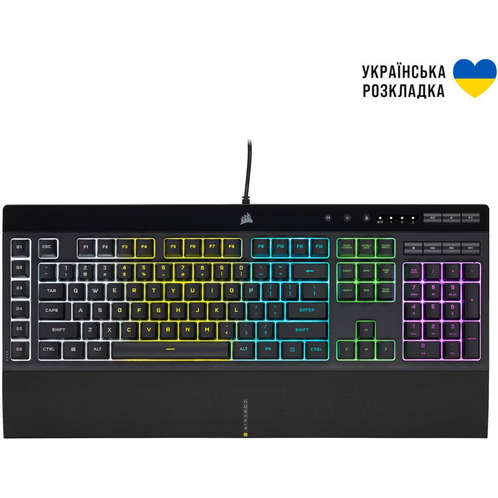 Клавіатура Corsair K55 RGB Pro USB UA Black (CH-9226765-RU) - зображення 1