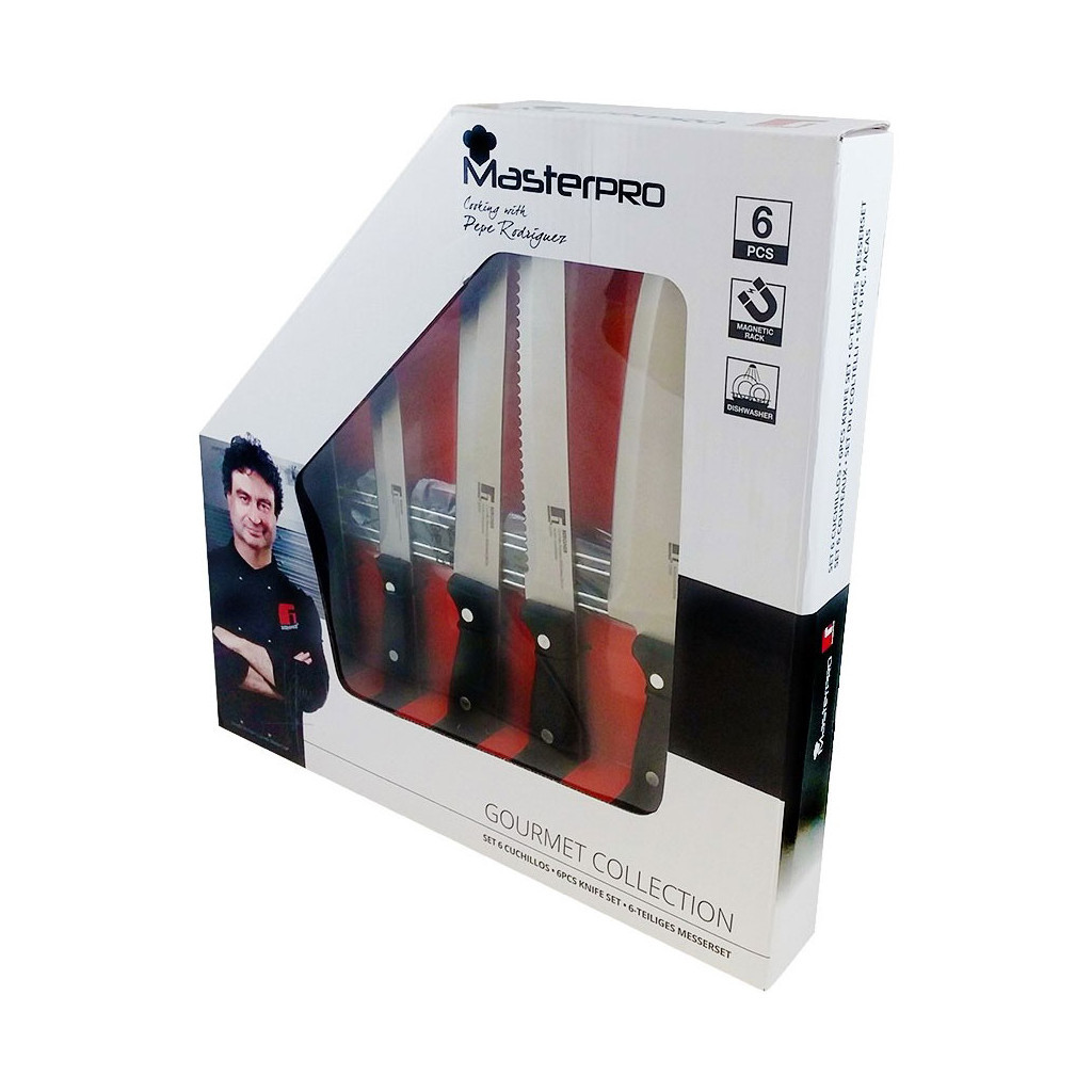 Набір ножів MasterPro Gourmet Pepe з магнітним тримачем (BGMP-4330) - зображення 2