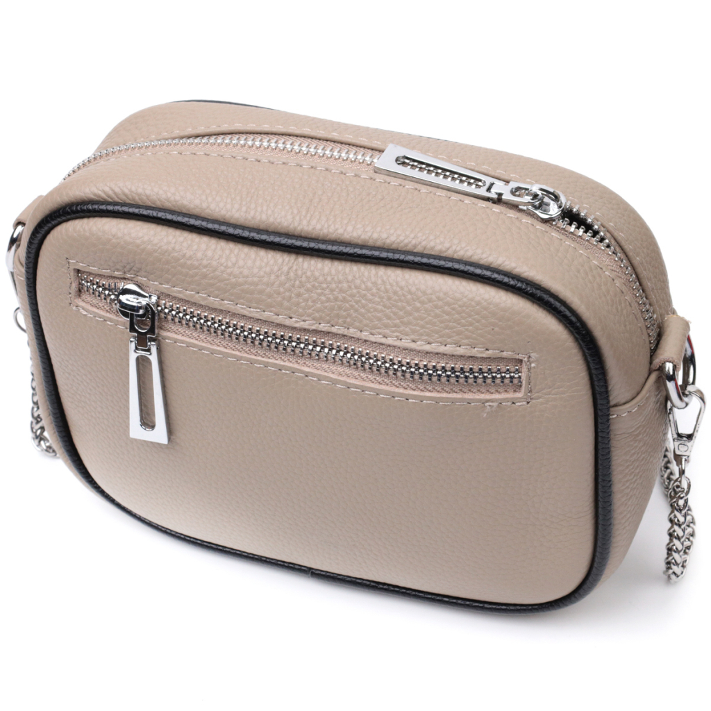 Сумка Vintage Жіноча вечірня на ланцюжку з натуральної шкіри Бежева (22381) - зображення 2