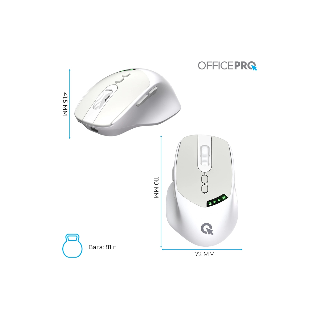 Мишка OfficePro M520W Wireless/Bluetooth White (M520W) - зображення 12