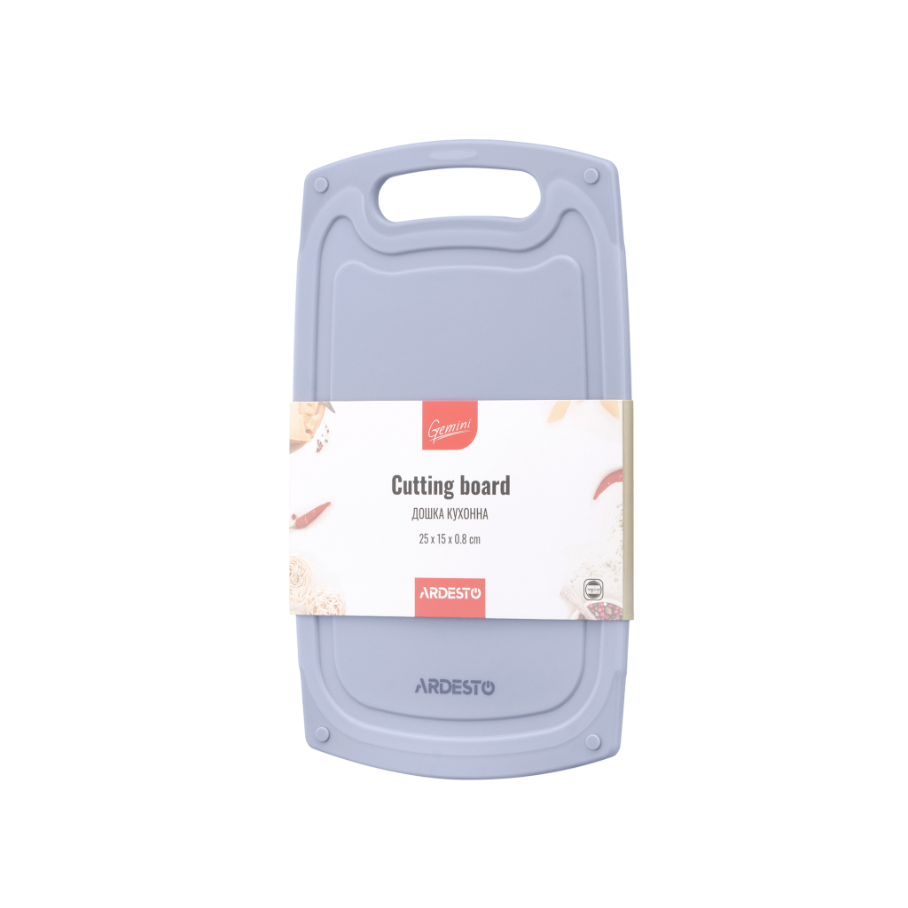 Дошка для нарізання Ardesto Gemini 25 х 15 х 0.8 см пластик, сірий (AR1425GR) - зображення 1
