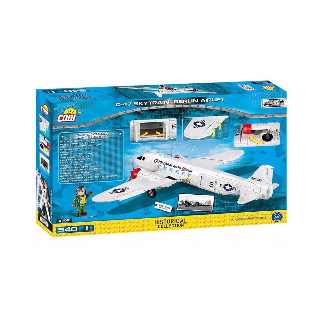Конструктор Cobi Холодна Війна Літак C-47Дакота Скайтрейн 540 деталей (COBI-5702) (397416) - зображення 5