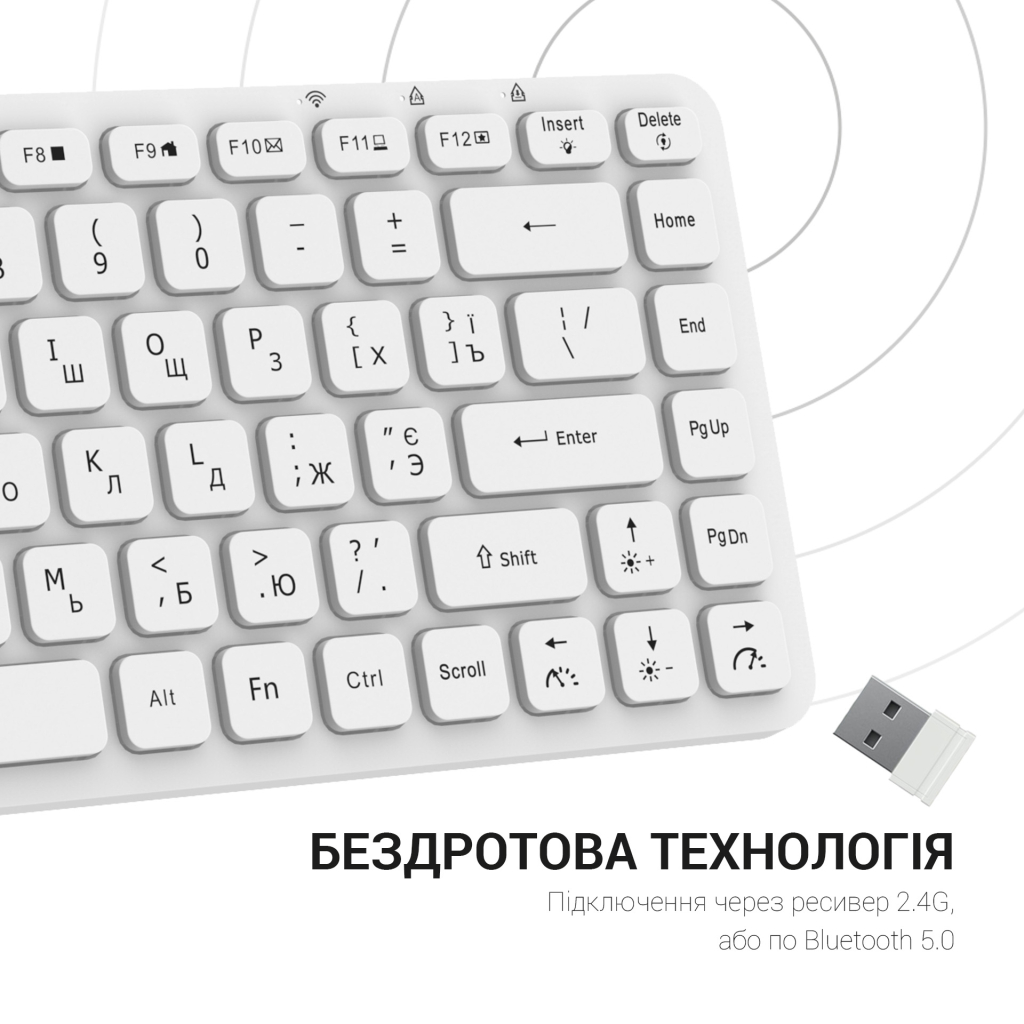 Клавіатура OfficePro SK790W Wireless/Bluetooth White (SK790W) - зображення 11