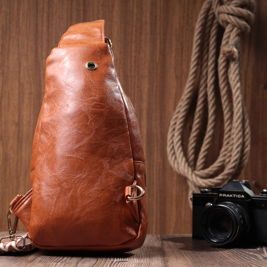 Сумка Vintage Жіноча слінг через плече з екошкіри Руда (22751) - зображення 10