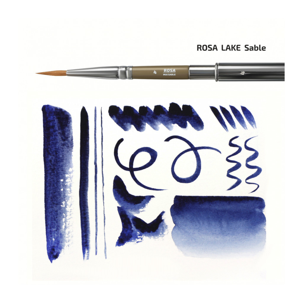 Пензлик для малювання Rosa Мікс соболь/синтетика круглий, TRAVEL BRUSH, LAKE 178, № 8 (4823098516767) - зображення 2