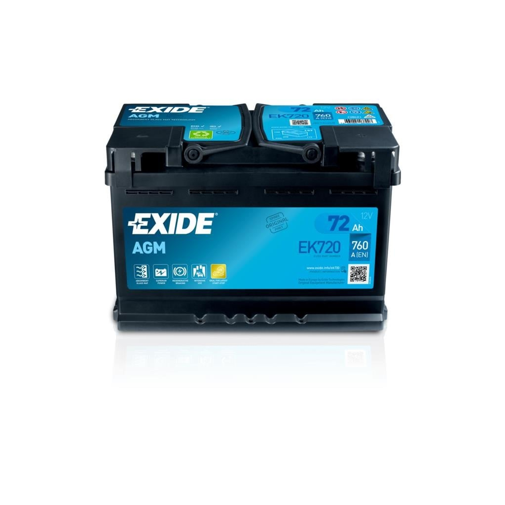 Акумулятор автомобільний EXIDE START-STOP AGM 72Ah 760EN (EK720) - зображення 1