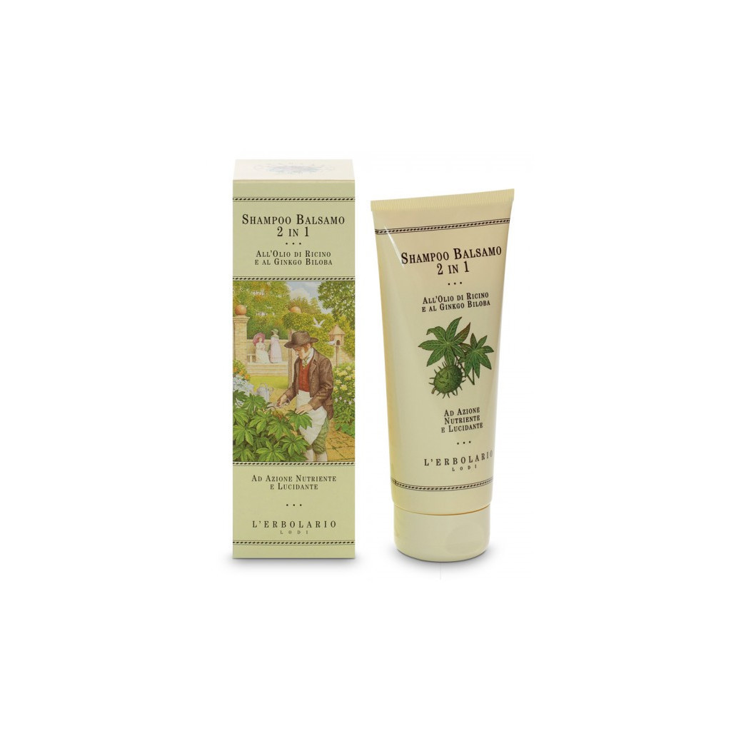 Шампунь L'Erbolario 2 в 1 з касторовою олією та гінкго білоба 200 мл (8022328502532) - изображение 1
