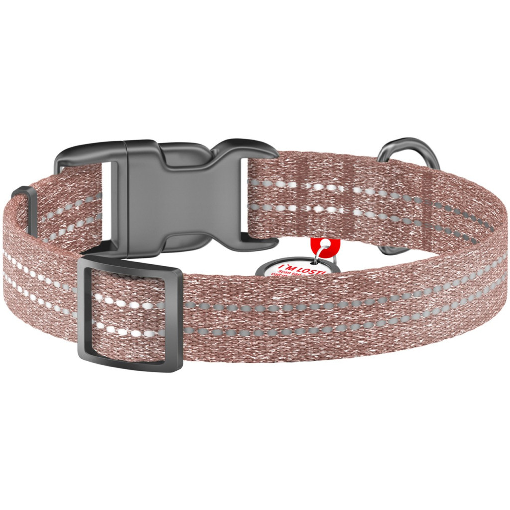 Нашийник для тварин WAUDOG Re-cotton з QR паспортом світловідбивний Ш 20 мм Д 28-40 см коричневий (02886) - зображення 2