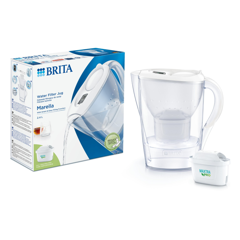 Фільтр-глечик Brita Marella Memo MXPro 2.4л (1.4л води) з фільтр-картриджем, білий (1052789) - изображение 7