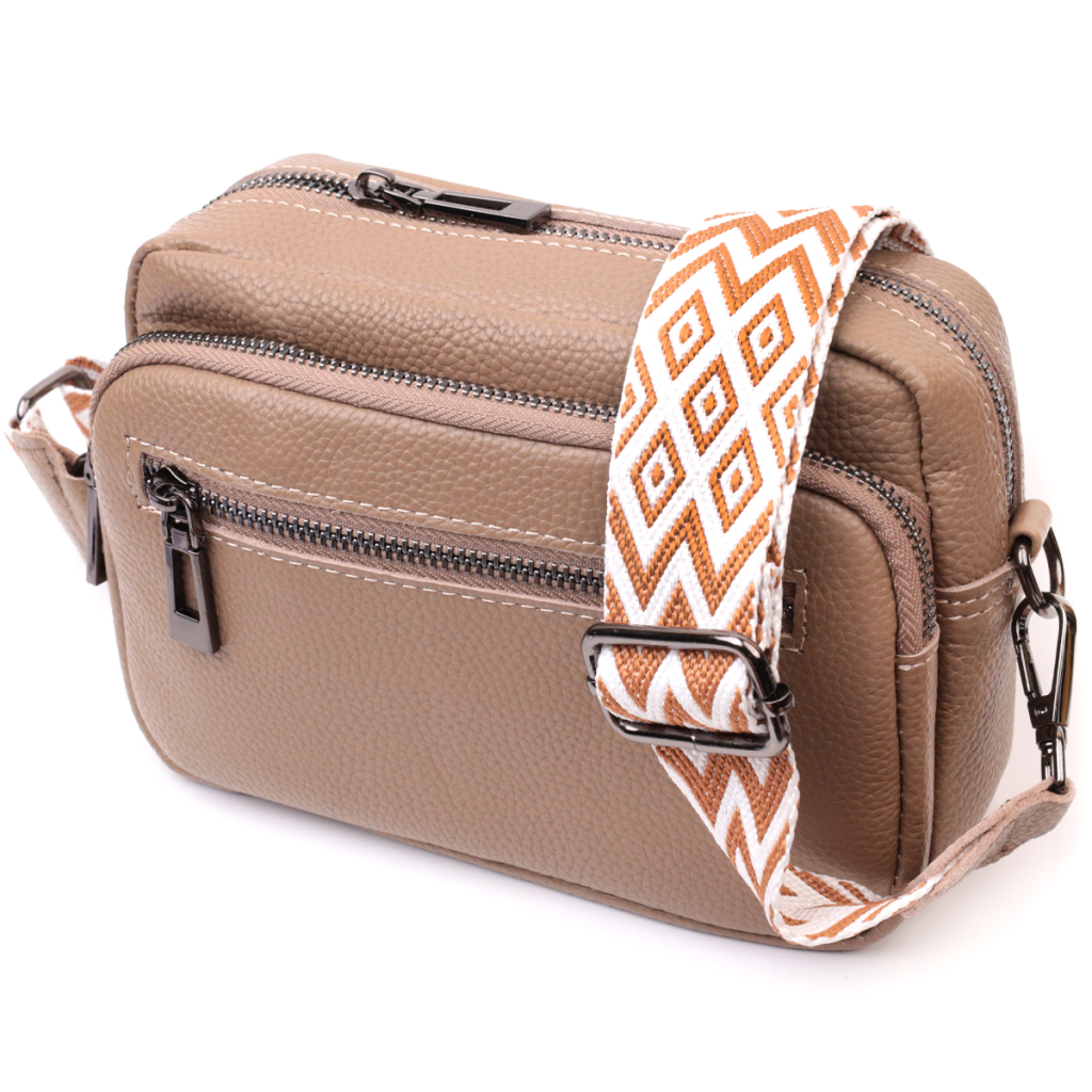 Сумка Vintage Жіноча з накладною кишенею з натуральної шкіри Бежева (22638) - зображення 1