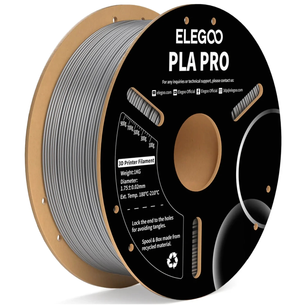Пластик для 3D-принтера ELEGOO PLA PRO 1кг, 1.75мм, silver (50.203.0197) - зображення 1