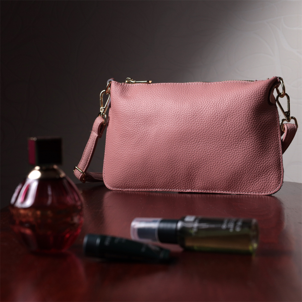 Сумка Vintage Жіноча з двома ременями з натуральної шкіри Рожева (22644) - зображення 10