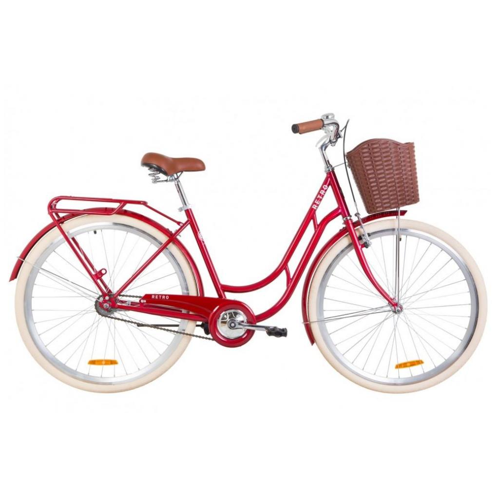 Велосипед Дорожник 28" RETRO рама-19" 2019 рубіновий, багажник + кошик (OPS-D-28-143) - зображення 1