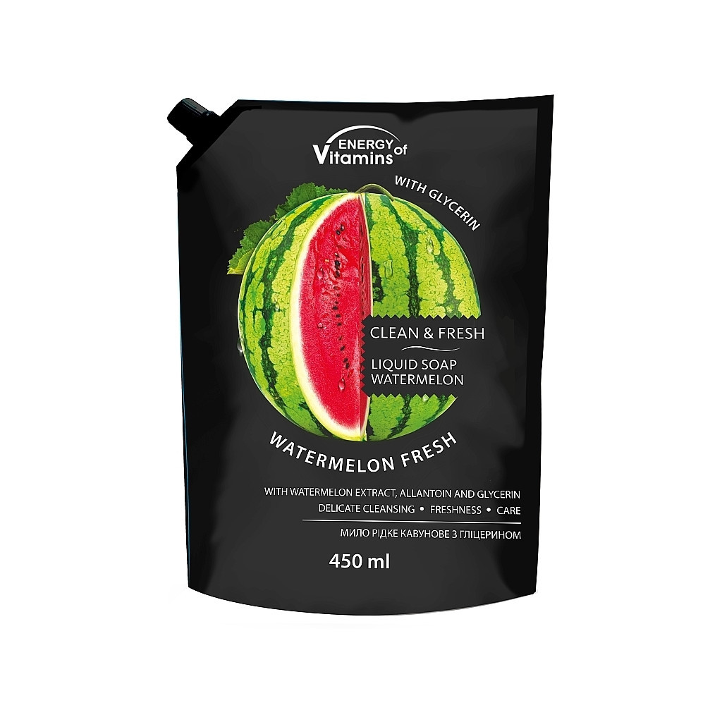 Рідке мило Energy of Vitamins Кавунове з гліцерином дой-пак 450 мл (4820074623075) - зображення 1