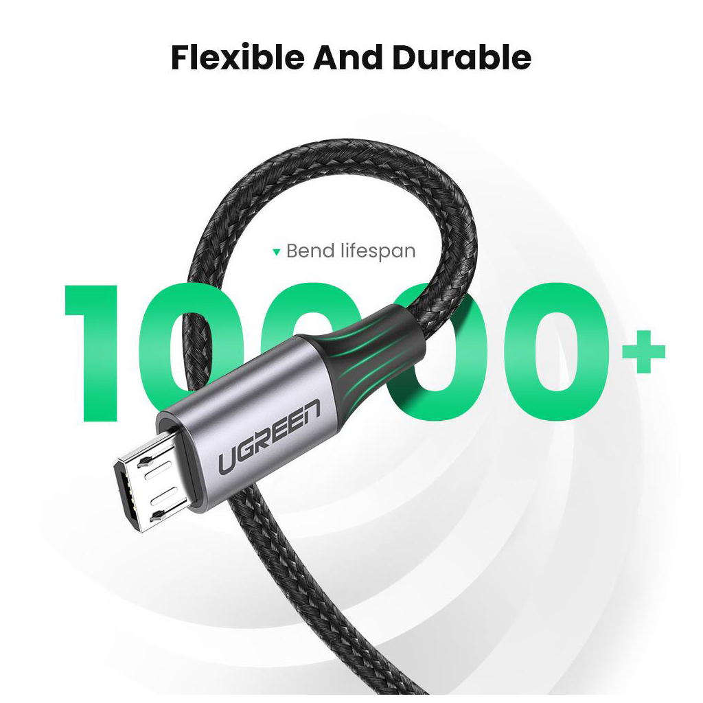 Дата кабель USB 2.0 AM to Micro 5P 0.5m 2A US290 black Ugreen (60145) - зображення 6