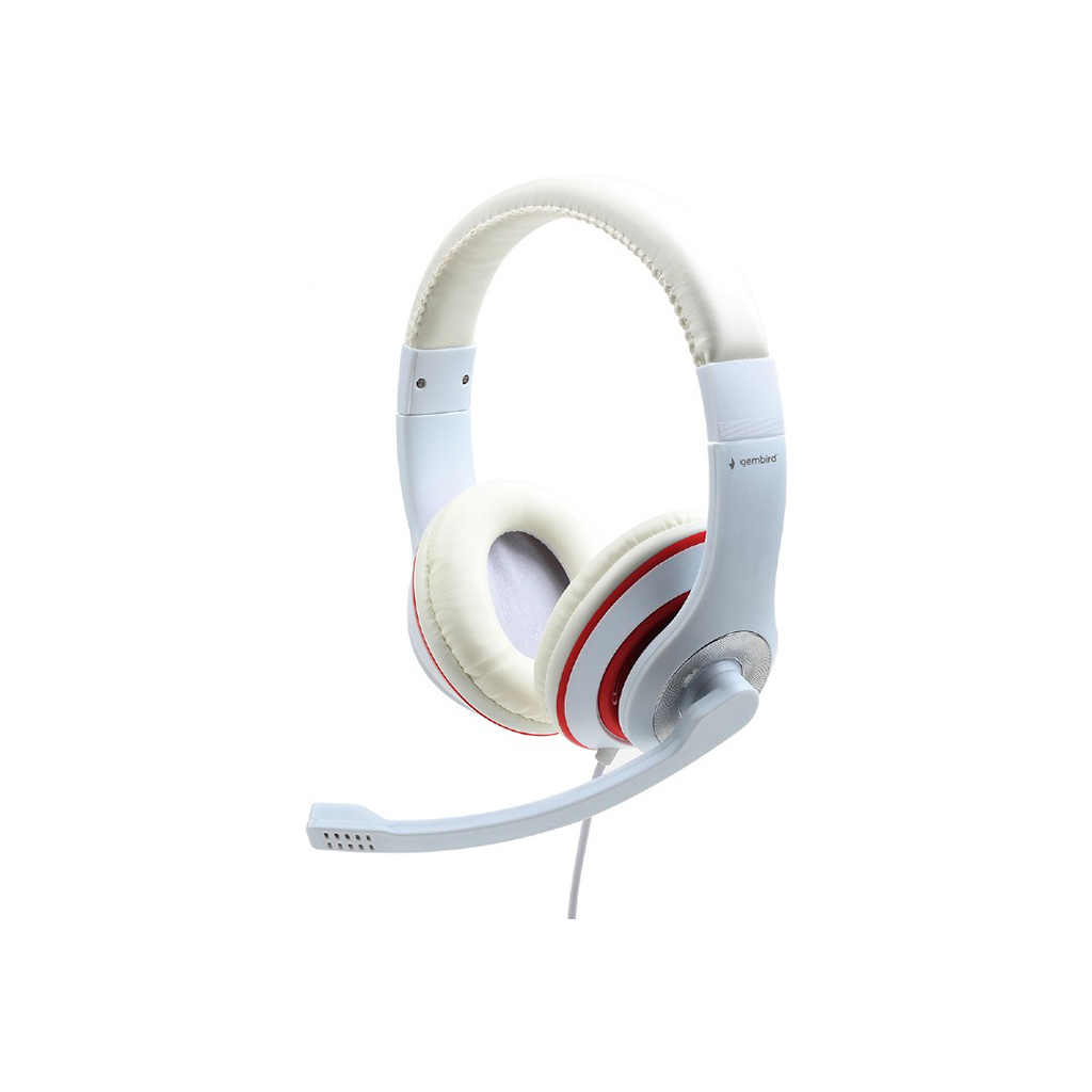 Навушники Gembird MHS-03 White/Red (MHS-03-WTRD) - зображення 1