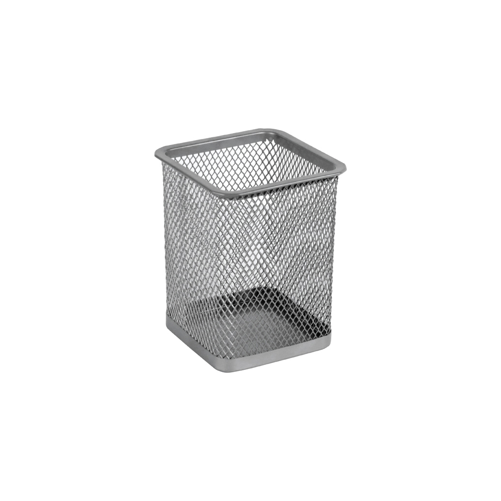 Підставка для ручок Axent square 80х80х100мм, wire mesh, silver (2111-03-A) - изображение 1