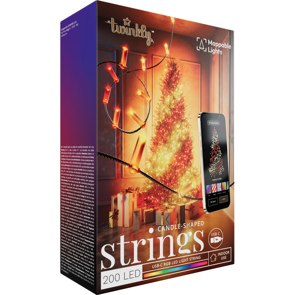 Гірлянда Twinkly Smart LED Strings USB 200 Candle-shaped RGB LEDs, Green Wire, USB-C 12м (TWKC200RGB-G) - зображення 12