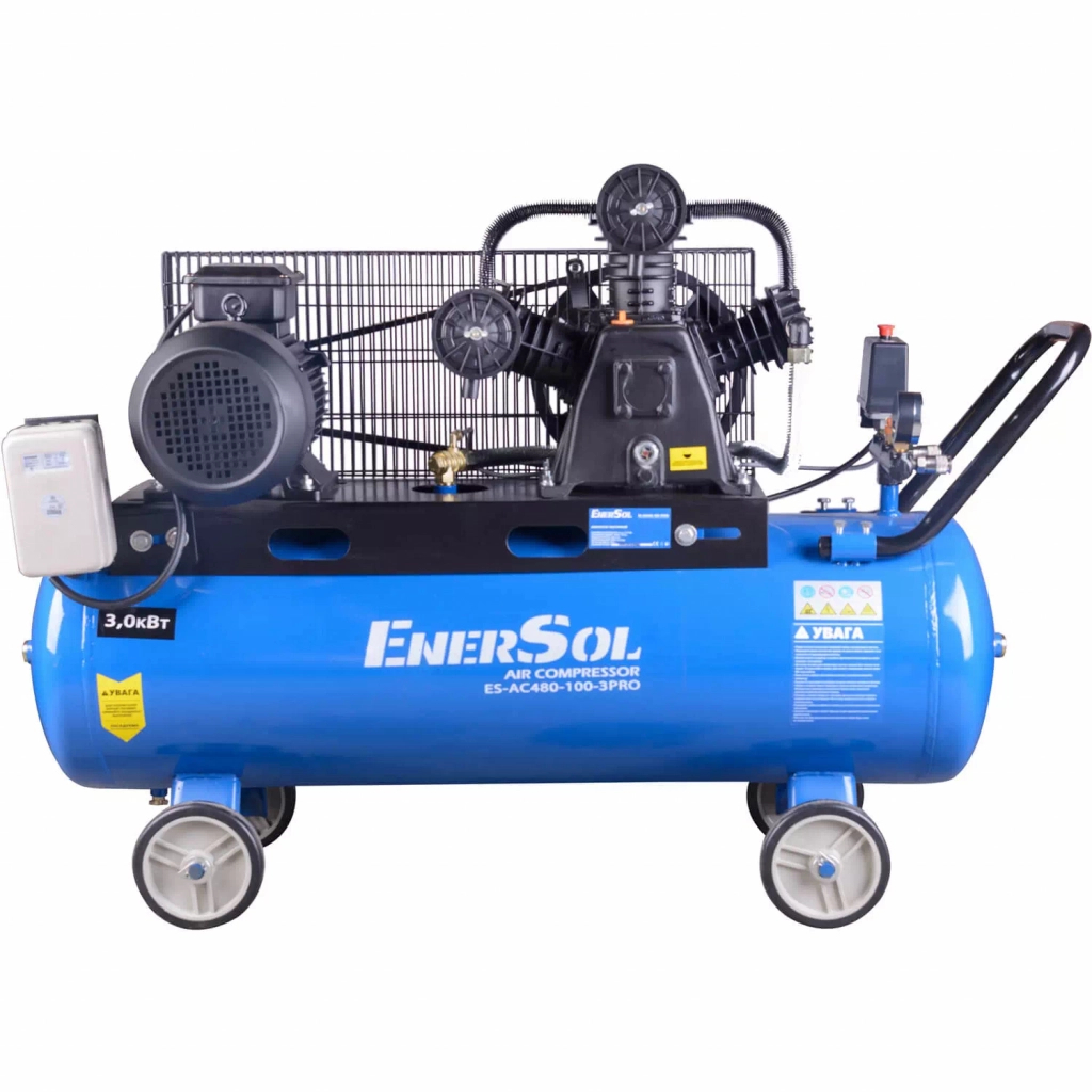 Компресор Enersol з ремінним приводом 480 л/хв, 3.0 кВт (ES-AC480-100-3PRO) - зображення 1
