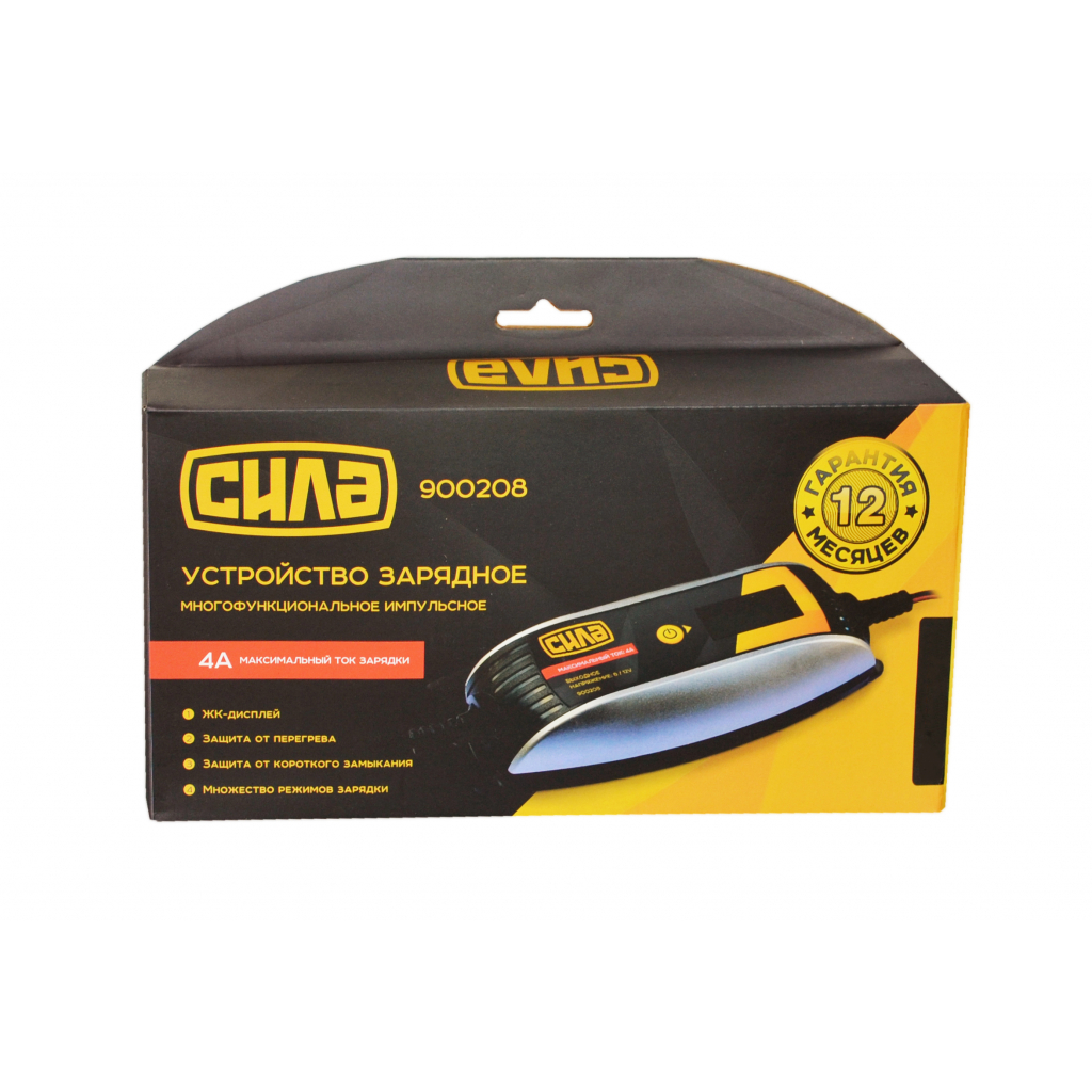 Зарядний пристрій для автомобільного акумулятора СИЛА цифровий імпульсивний 4А 6/12 В (900208) - изображение 2