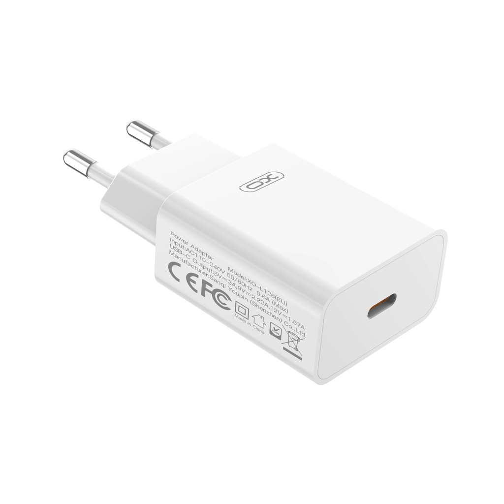 Зарядний пристрій XO L126 20W USB-C PD White (L126_White) - зображення 2