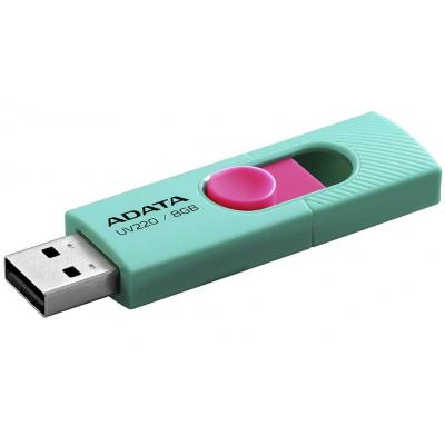 USB флеш накопичувач ADATA 8GB UV220 Green/Pink USB 2.0 (AUV220-8G-RGNPK) - зображення 2