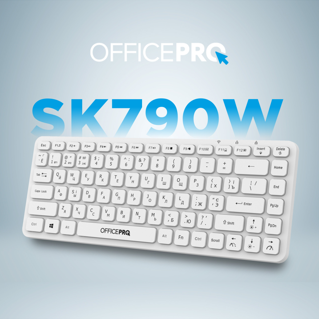 Клавіатура OfficePro SK790W Wireless/Bluetooth White (SK790W) - зображення 5