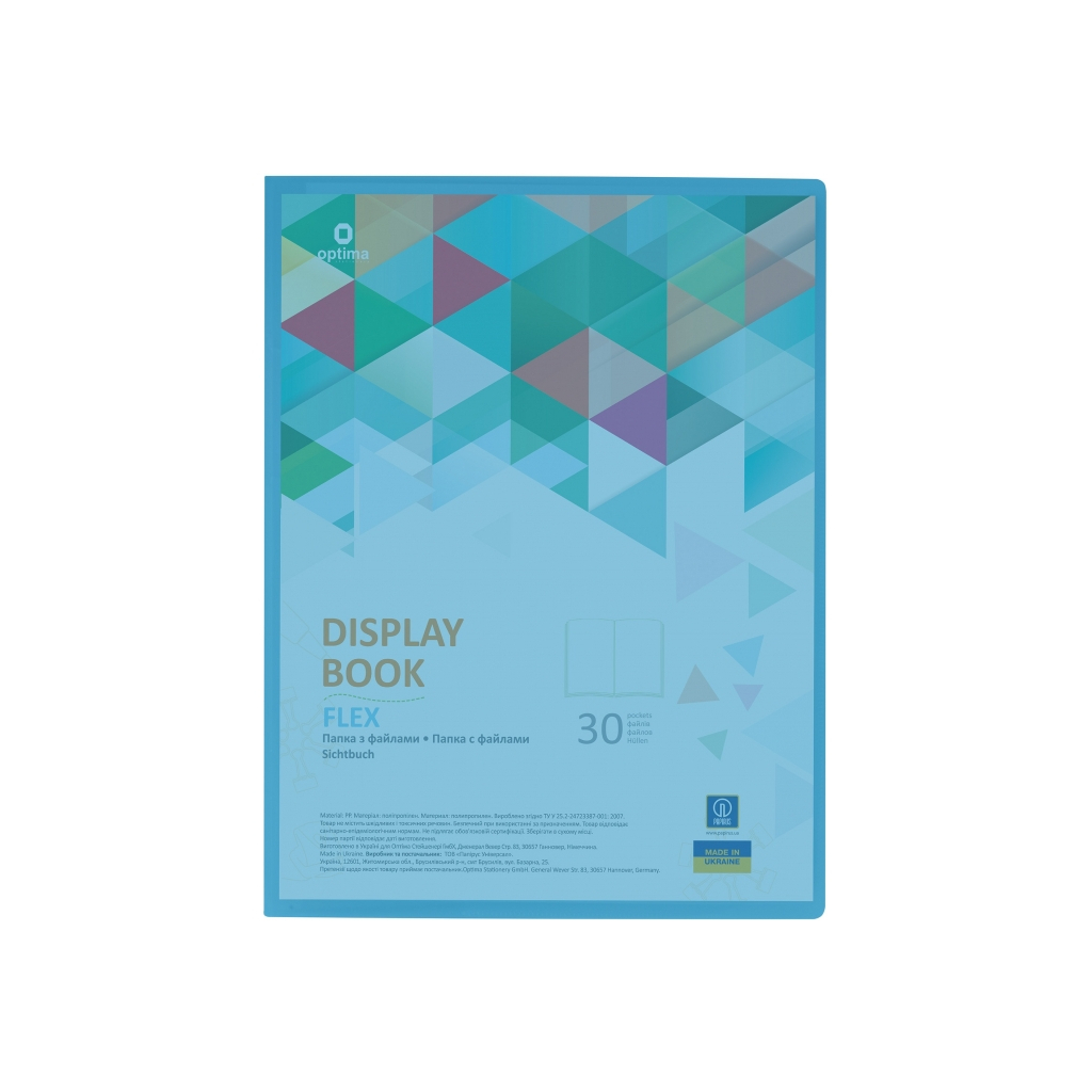 Папка з файлами Optima А4 з 30 файлами "FLEX", блакитна (O32123-11) - зображення 1