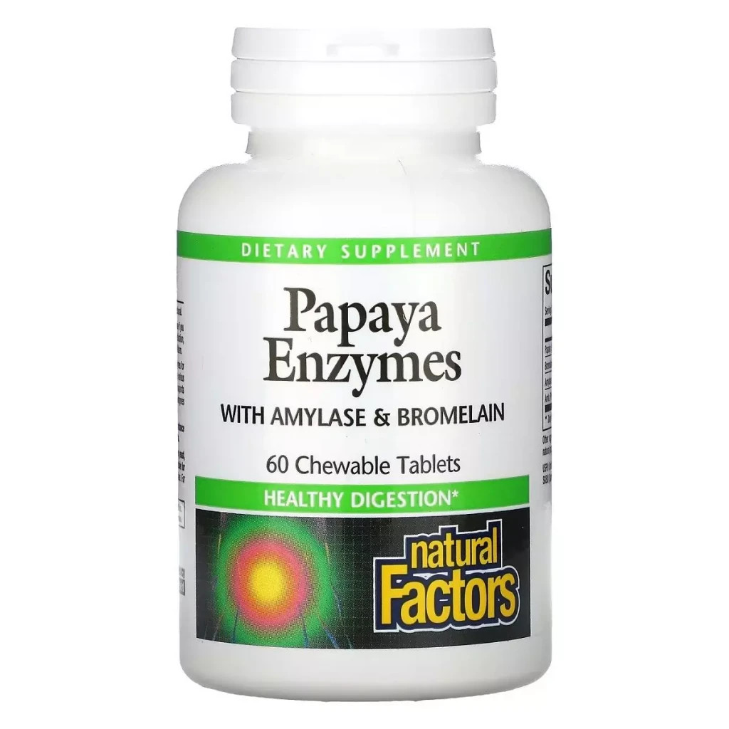Вітамінно-мінеральний комплекс Natural Factors Ензими Папайї, Papaya Enzymes, 60 Таблеток (NFS01748) - зображення 1