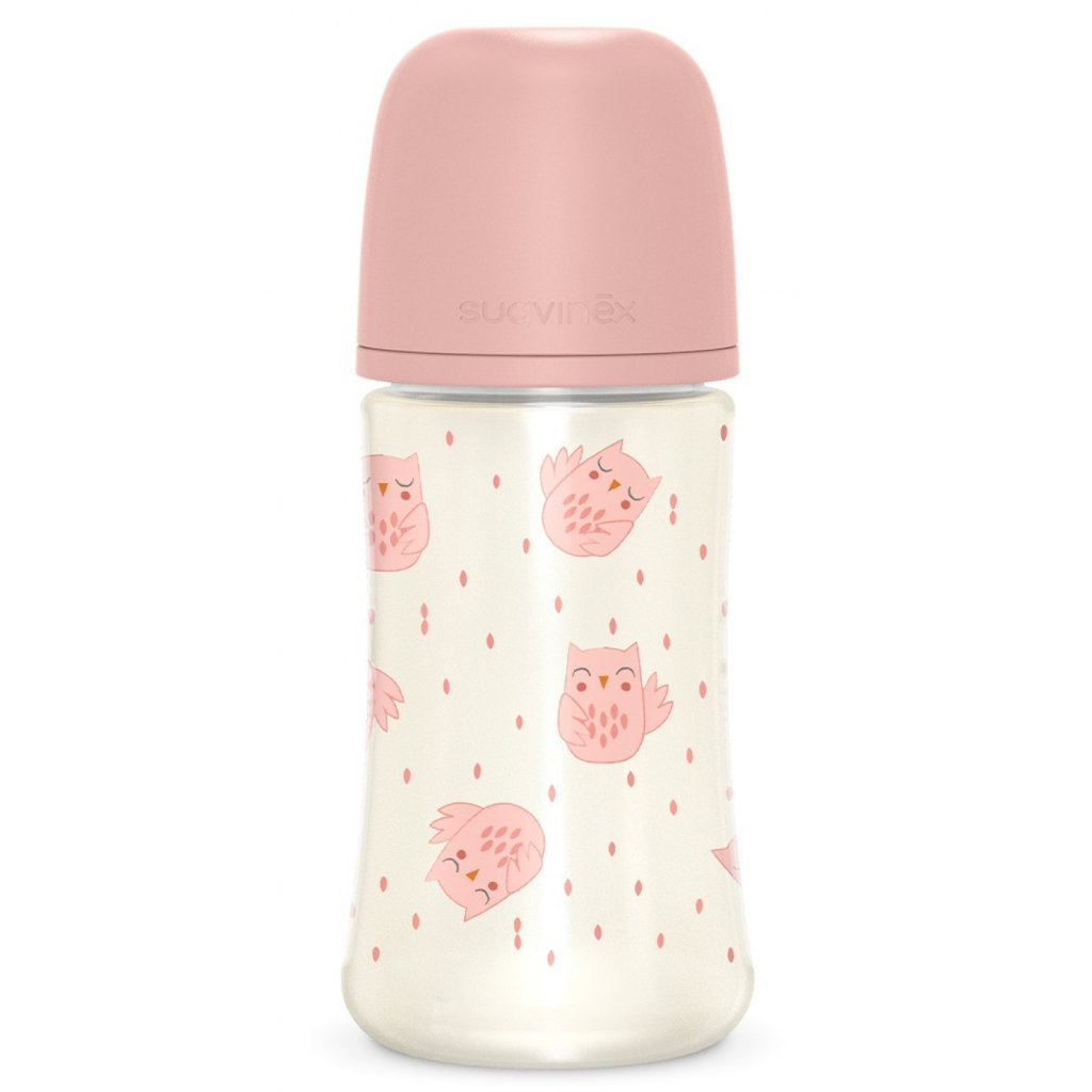 Пляшечка для годування Suavinex Bonhomia, повільний потік, 270 мл, рожева (307834) - зображення 1
