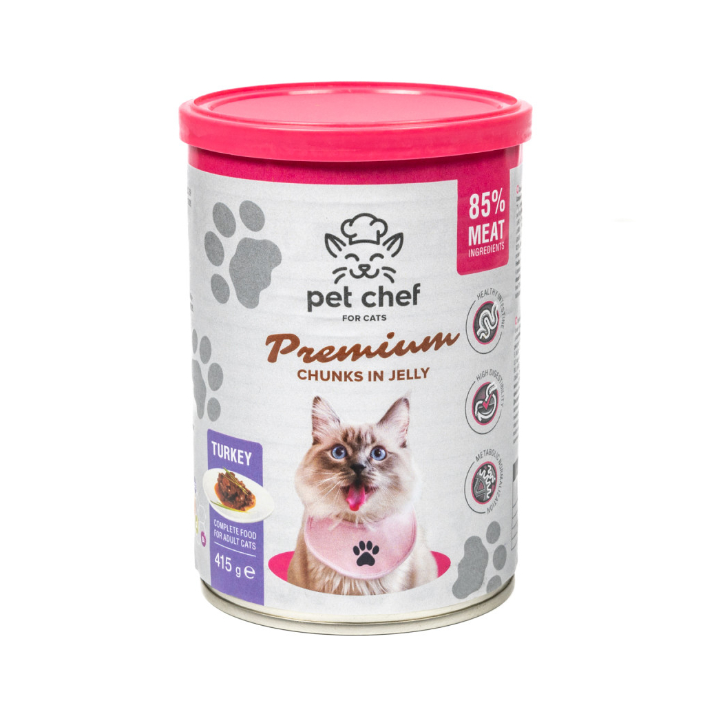 Вологий корм для кішок Pet Chef З індичкою 415 г (4820255193595) - зображення 1