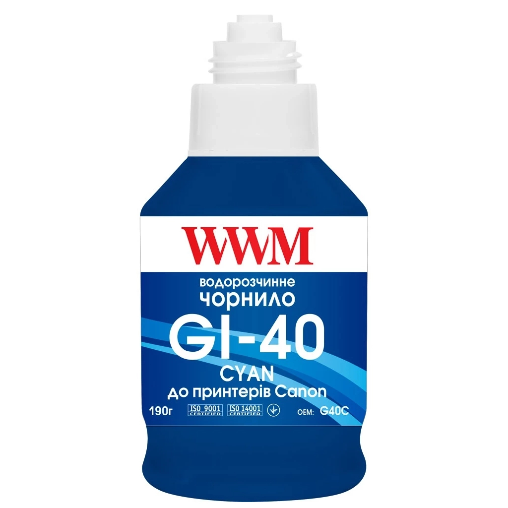 Чорнило WWM Canon GI-40 для G5040/G6040 190г Cyan (KeyLock) (G40C) - picture 2