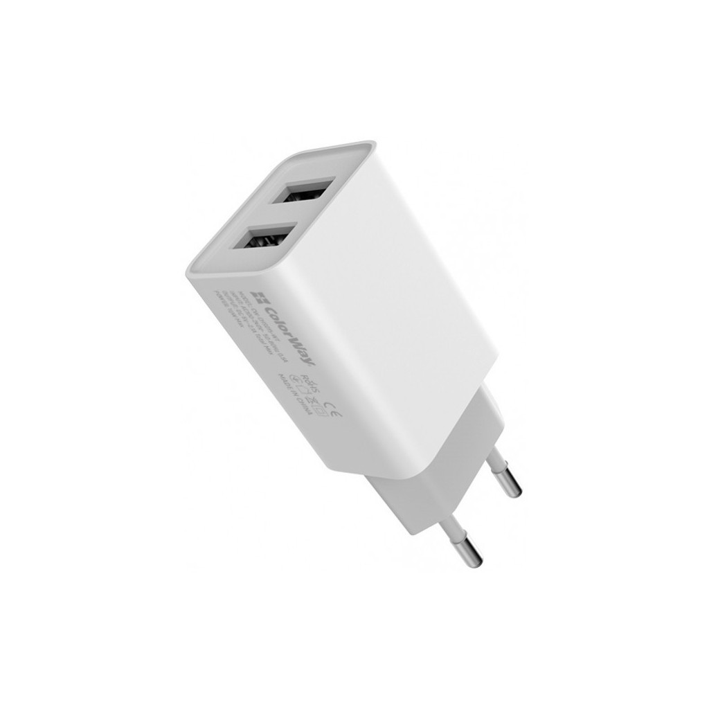 Зарядний пристрій ColorWay 2USB AUTO ID 2.1A (10W) (CW-CHS015-WT) - зображення 6