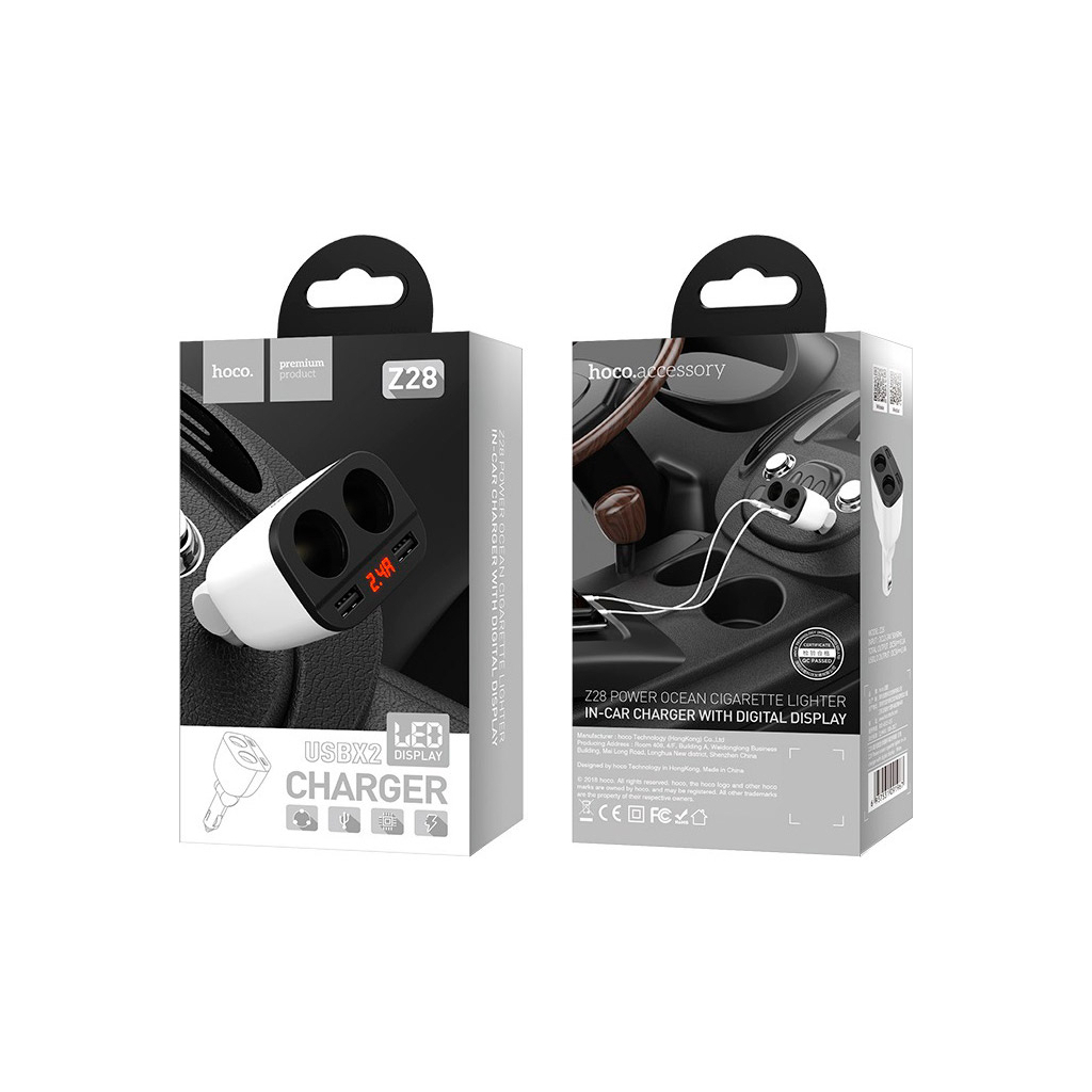Зарядний пристрій HOCO HOCO Z28 Power ocean 2xUSB + display White (6957531091967) - зображення 7