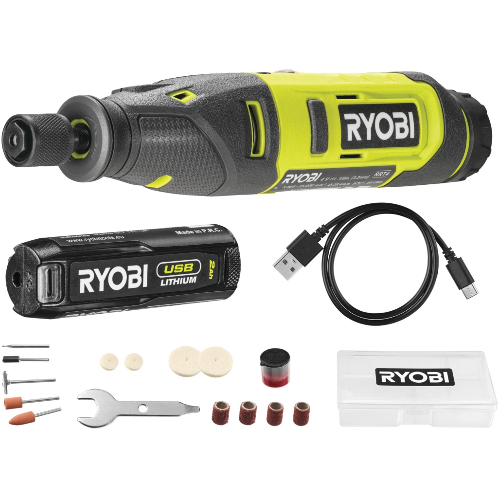Гравер Ryobi акумуляторний RRT4-120GA15 4В, 1х2Ah, 15 аксесуарів, 0.23кг (5133005634) - зображення 1