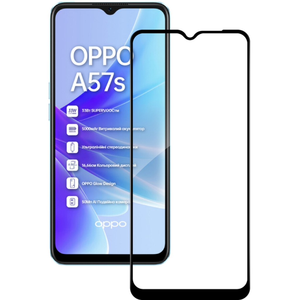 Скло захисне ACCLAB Full Glue Oppo A57S Black (1283126576690) - зображення 2