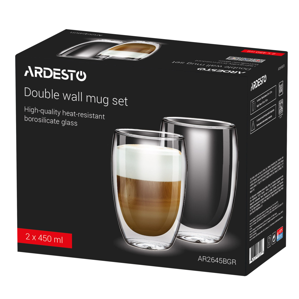 Набір склянок Ardesto з подвійними стінками BGR 450 мл 2 шт прозорий (AR2645BGR) - зображення 2