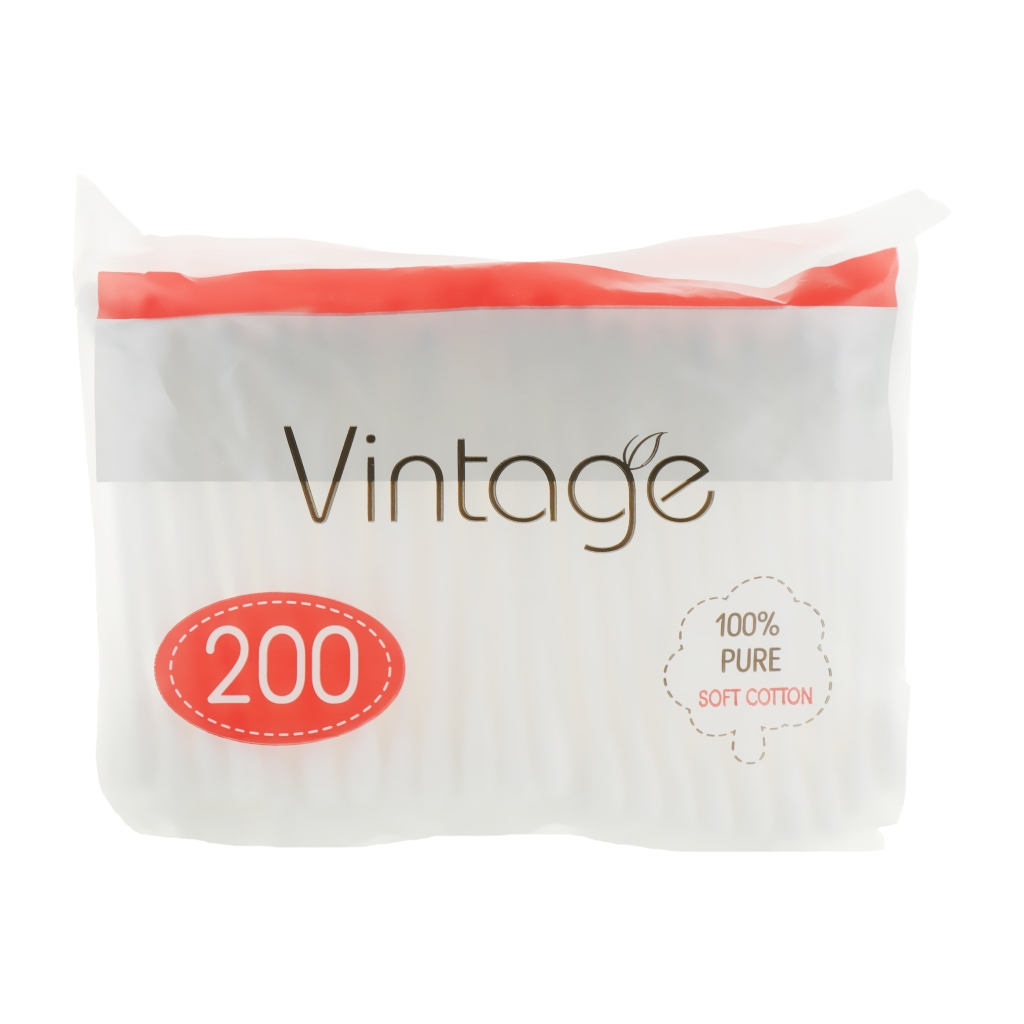 Ватні палички Vintage Cotton в поліетиленовій упаковці 200 шт. (4820164151587) - зображення 1