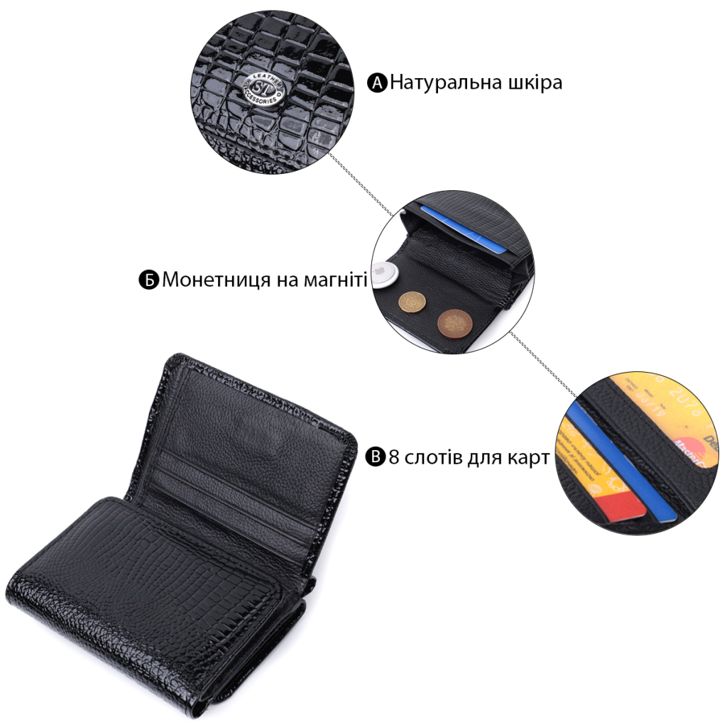 Гаманець ST Leather З натуральної шкіри Чорний (22732) - зображення 4