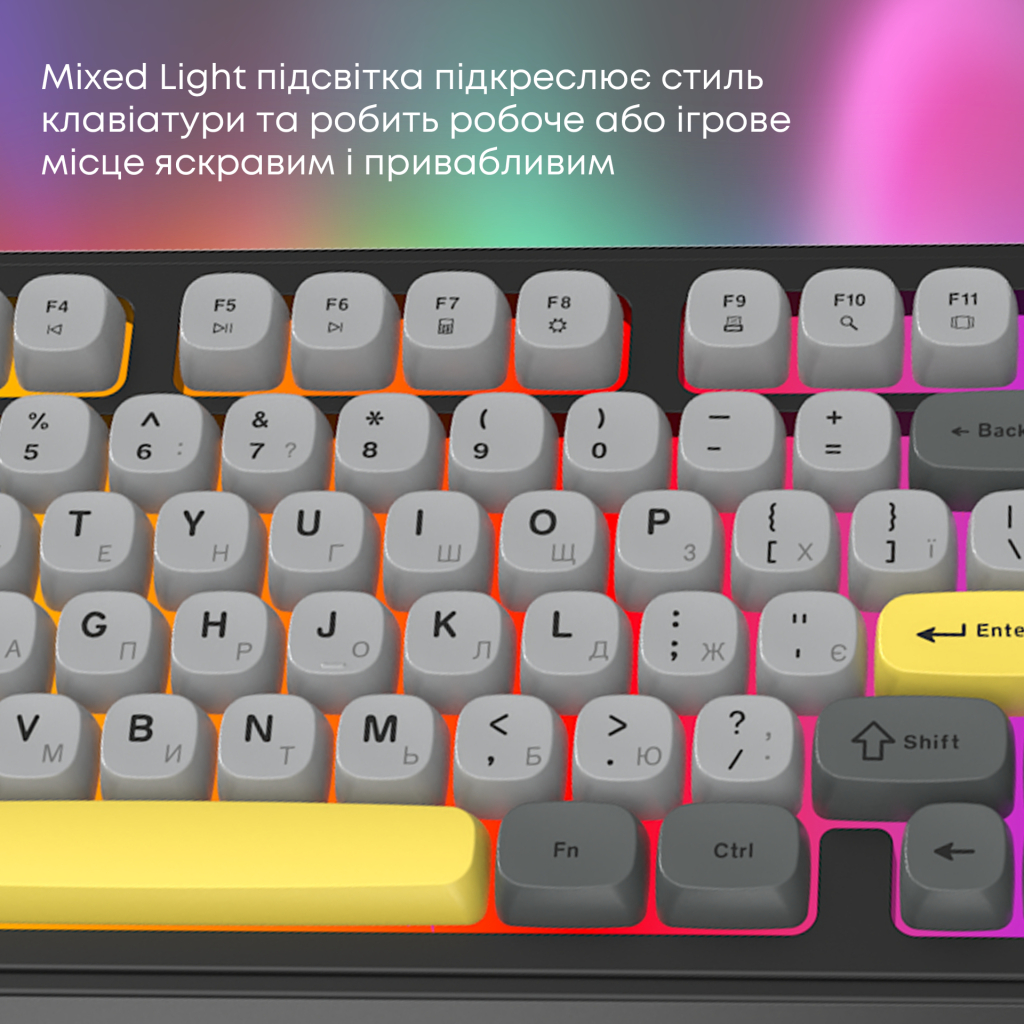 Клавіатура Ajazz AF98 USB UA Black/Grey/Yellow (AF98-BGY) - зображення 9