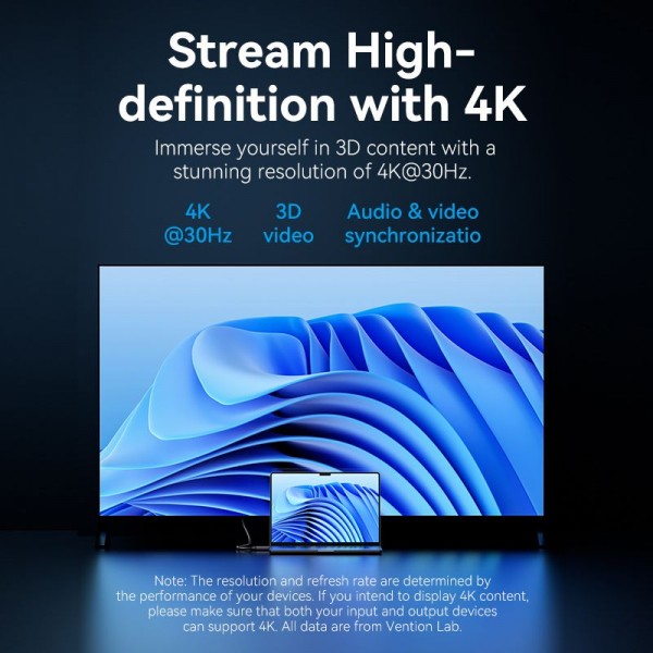 Кабель Vention DisplayPort - HDMI (M/M), 1.8 м, Black (HFOBAC) - изображение 8