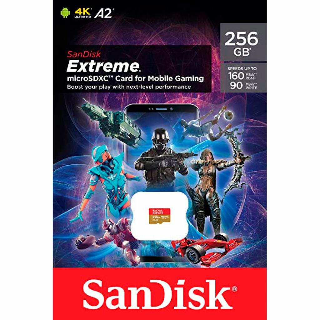 Карта пам'яті SanDisk 256GB microSD class 10 UHS-I U3 V30 A2 Extreme Mobile Gaming (SDSQXA1-256G-GN6GN) - зображення 2