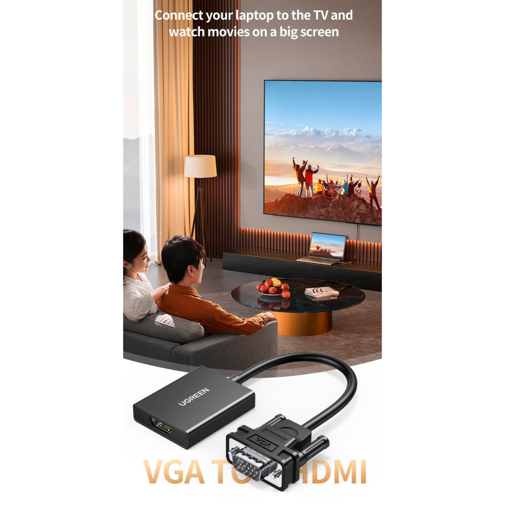 Перехідник VGA M to HDMI F CM513 black Ugreen (50945) - зображення 4