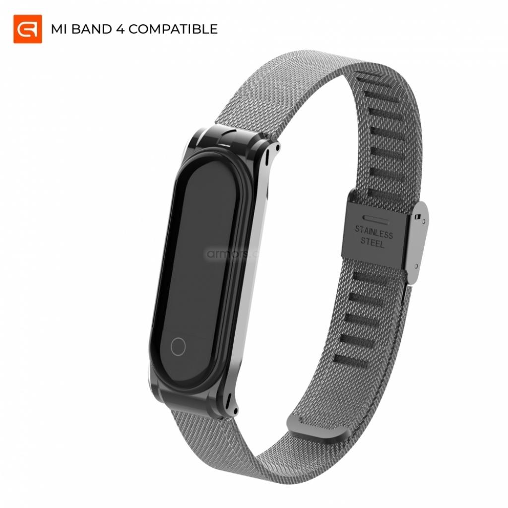 Ремінець до фітнес браслета Armorstandart Milanese Band для Xiaomi Mi Band 4/3 Graphite Black (ARM55036) - зображення 1